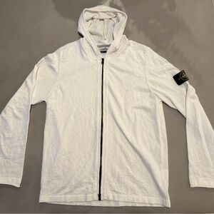 Stone Island White Zip Up Jacket with Hood